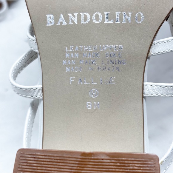 Y2K Bandolino White Strappy Heeled Sandals Women's Size 8M Square Toe Block Heel - Picture 7 of 8